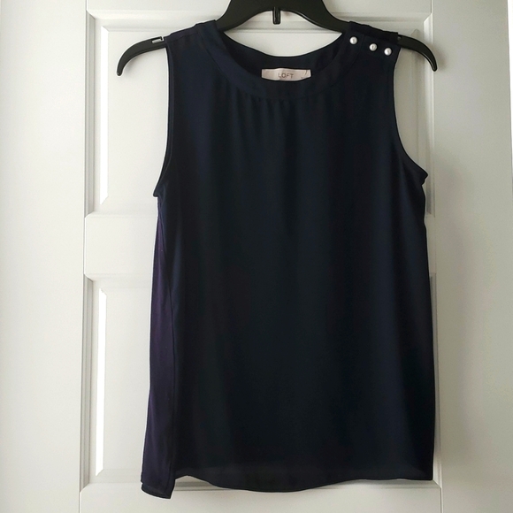 Loft Mixed Media Tank in Navy Blue (SP) - Picture 1 of 4